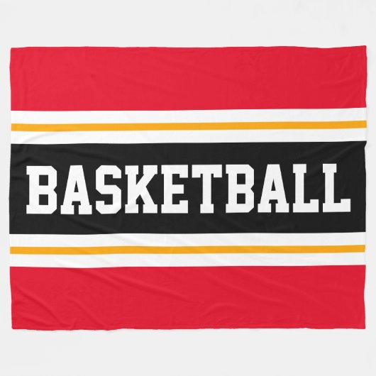 BASKETBALL Bright Red Black Yellow Racing Stripes Fleecedecke (Vorderseite (Horizontal))