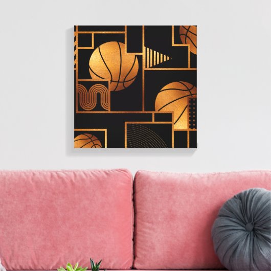 Basketball Bronze Abstrakt Leinwanddruck (Insitu (Wohnzimmer))