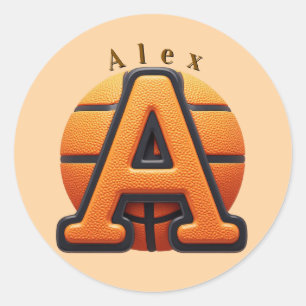 🏀 Basketball Buchstabe A Orange Textur Für Sport  Runder Aufkleber