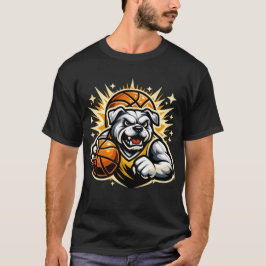 Basketball Bulldog-Maskottchen-Logo – Creme & Gold T-Shirt