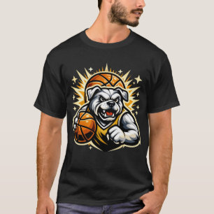 Basketball Bulldog-Maskottchen-Logo – Creme & Gold T-Shirt