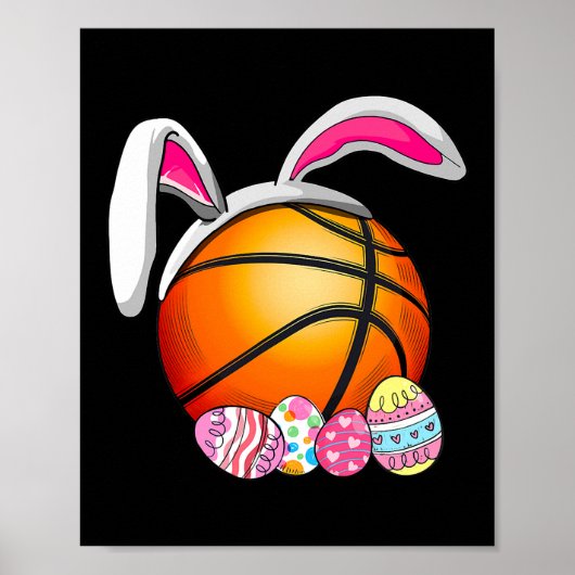 Basketball Bunny Oars Ostereier Kinder Junge Junge Poster (Vorne)