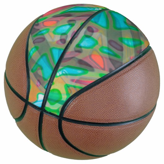 Basketball Buntes festes Glas (angewinkelt)
