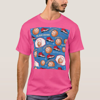 Basketball-Cartoon-Muster T-Shirt