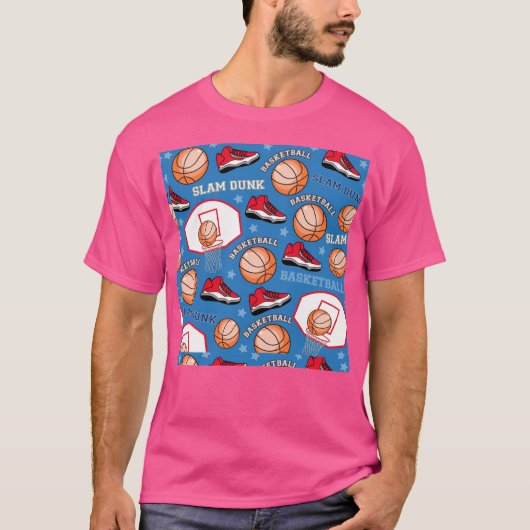 Basketball-Cartoon-Muster T-Shirt (Vorderseite)