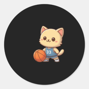Basketball Cat Ba Runder Aufkleber