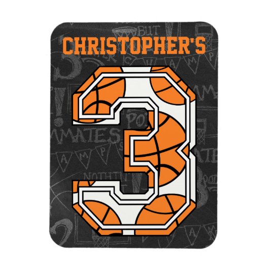 Basketball Chalkboard 3. Geburtstag Magnet (Vertikal)