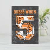 Basketball-Chalkboard 5. Geburtstagsparty Einladung (Stehend Vorderseite)