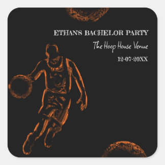 Basketball Champ Bachelor Birthday Party Sports Quadratischer Aufkleber