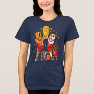 Basketball-Champions-Hunde-Familien-Trophäen-Feier Tri-Blend Shirt