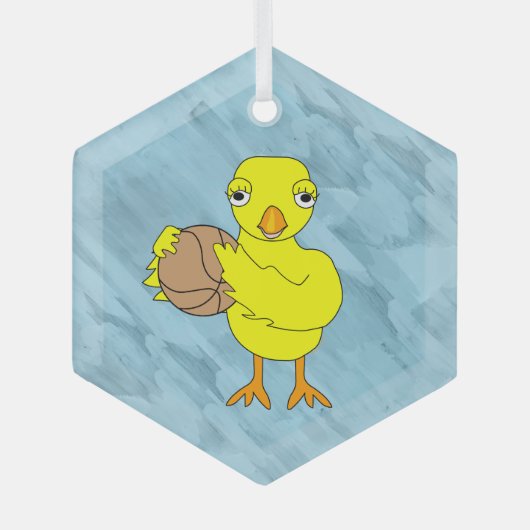 Basketball Chick Ornament Aus Glas (Vorderseite)