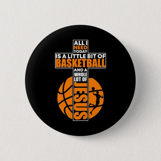 Basketball Christlich Cross Button (Vorderseite)