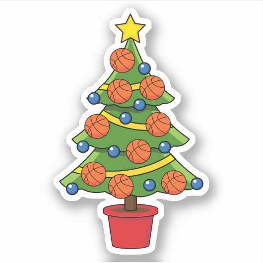 Basketball Christmas Tree Aufkleber (Vorderseite)