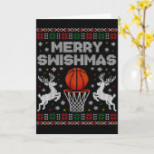 Basketball Christmas Ugly Sweater Merry Swishmas M Karte (Gelbe Blume)