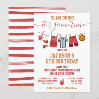 Basketball Clothesline Geburtstagsparty Einladung