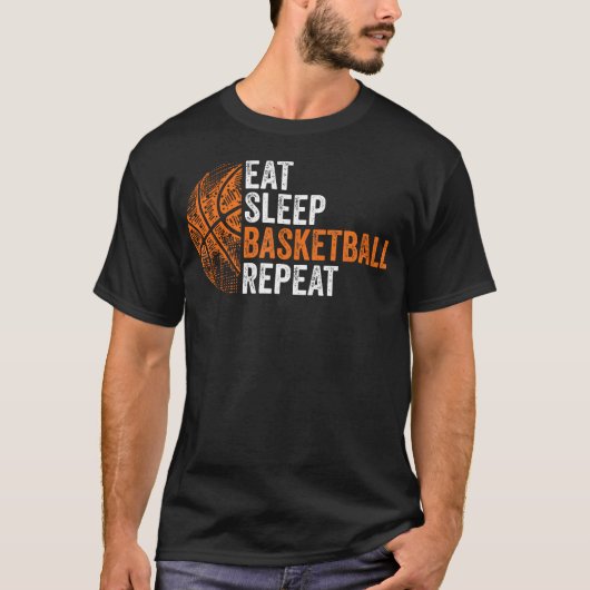 Basketball Coach Eat Sleep Basketball Repeat Baske T-Shirt (Vorderseite)