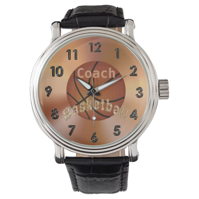 Basketball Coach Geschenkideen Männer PERSONALISIE Armbanduhr (Vorderseite)