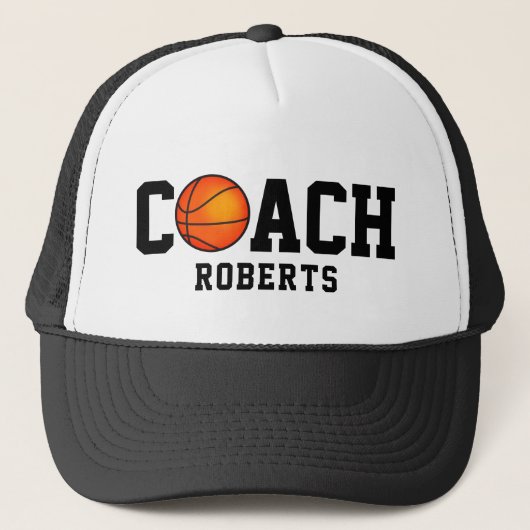 🏀 Basketball COACH [individuelle Name] Truckerkappe (Vorderseite)