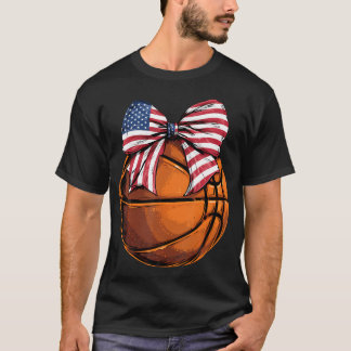 Basketball Coquette Schleife Amerikanische Flagge  T-Shirt
