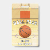 Basketball Court Coach Teacher Student Hall Pass Ausweis (Vorderseite)