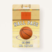 Basketball Court Coach Teacher Student Hall Pass Ausweis (Vorderseite)