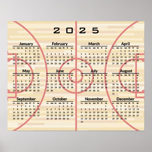 Basketball Court Design 2025 Kalender-Poster Poster (Vorne)