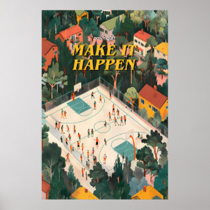 Basketball Court Kunst Druck Mach es Passieren Spo Poster