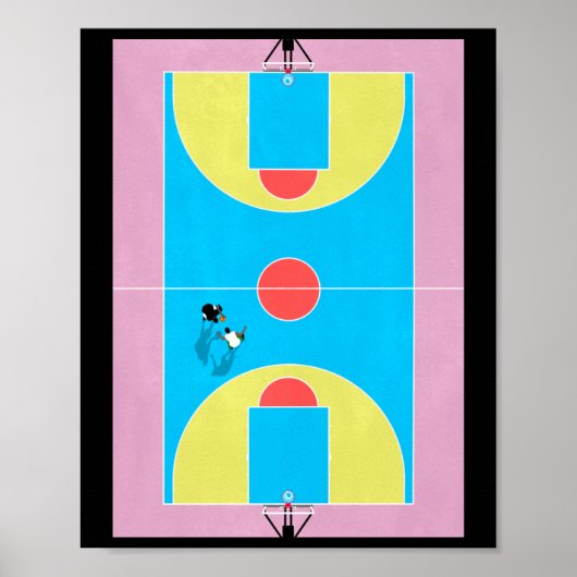 Basketball Court Pastellfarben Poster (Vorne)