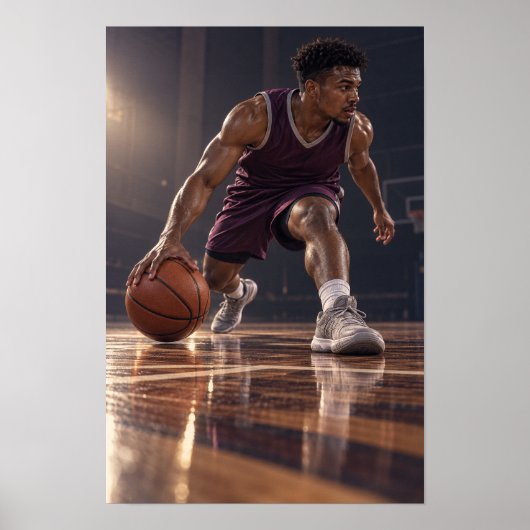 Basketball-Crossover-Dribbel – Dynamischer Indoor- Poster (Vorne)