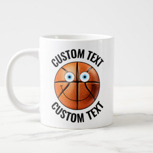 Basketball Custom Happy Face & Personalisiert Text Jumbo-Tasse