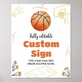 Basketball Custom Table Sign GeburtstagsBaby Dusch Poster