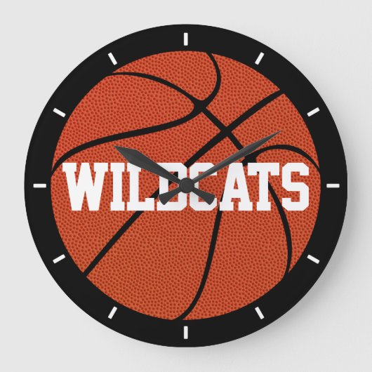 Basketball Custom Text Decorative Wall Clock Große Wanduhr (Vorderseite)
