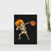 Basketball Dabbing Skelett Männer Jungen Halloween Karte (Vorderseite)