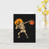Basketball Dabbing Skelett Männer Jungen Halloween Karte (Gelbe Blume)