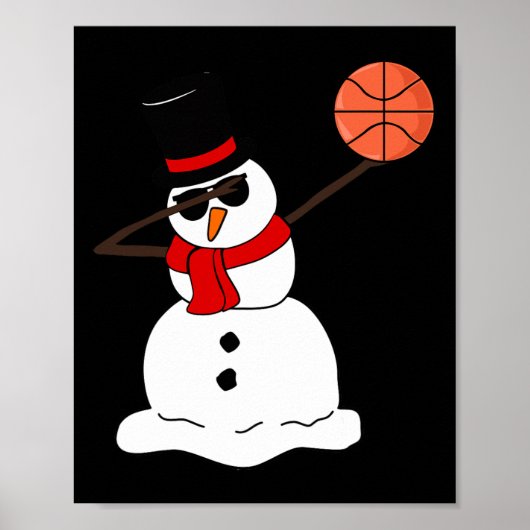 Basketball Dabbing Snowman Light Christmas Basketb Poster (Vorne)