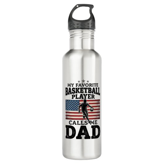 Basketball Dad Patriotic Vintage Engraving T-Shirt Edelstahlflasche (Vorderseite)