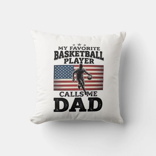 Basketball Dad Patriotic Vintage Engraving T-Shirt Kissen (Vorderseite)