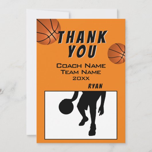 Basketball Danke Coach Card (Vorderseite)