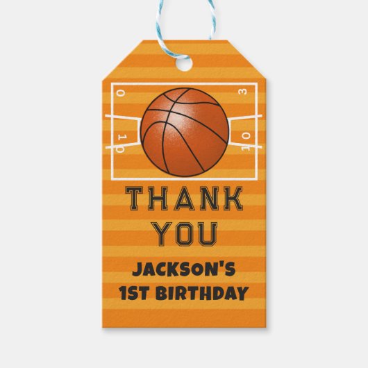 Basketball Danke, Geburtstag Geschenkanhänger (Vorderseite)