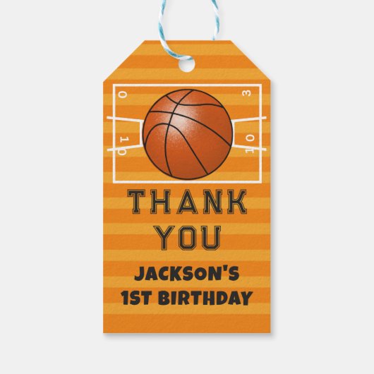 Basketball Danke, Geburtstag Geschenkanhänger (Rückseite)