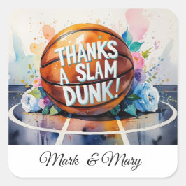 Basketball danke Ihnen thematisch Slam Dunk Quadratischer Aufkleber