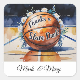 Basketball danke Ihnen thematisch Slam Dunk Quadratischer Aufkleber