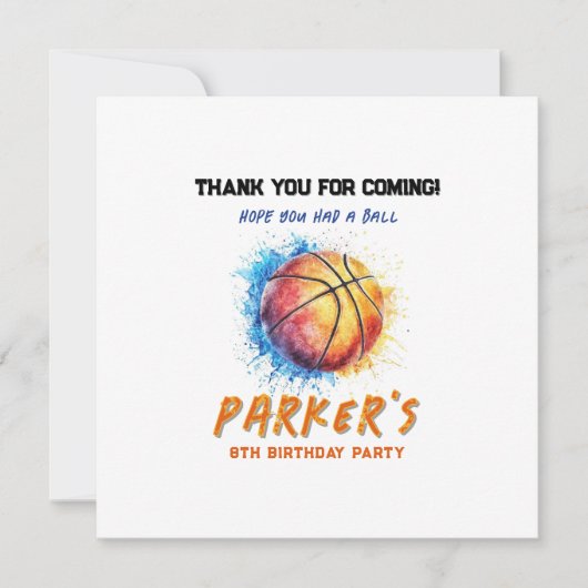 Basketball Dankeschön Karte (Vorderseite)