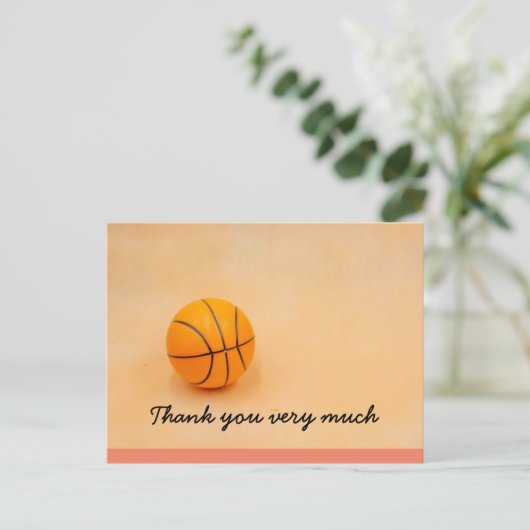 Basketball Dankeschön mit Basketball auf Orange Postkarte (Stehend Vorderseite)