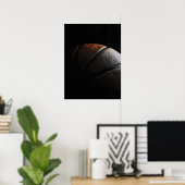 Basketball Dark Textured Minimalistisch Foto Poster (Heimbüro)