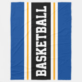 BASKETBALL Deep Blue Black Yellow Racing Stripes Fleecedecke (Vorderseite)