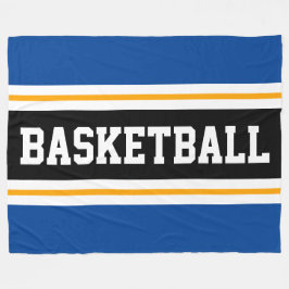 BASKETBALL Deep Blue Black Yellow Racing Stripes Fleecedecke