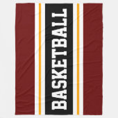 BASKETBALL Deep Red Black Yellow Racing Stripes Fleecedecke (Vorderseite)
