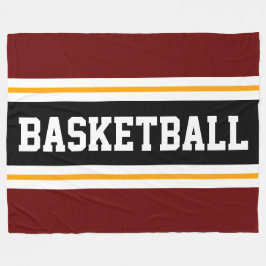 BASKETBALL Deep Red Black Yellow Racing Stripes Fleecedecke