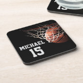 Basketball Dein Name Getränkeuntersetzer (Linke Seite)